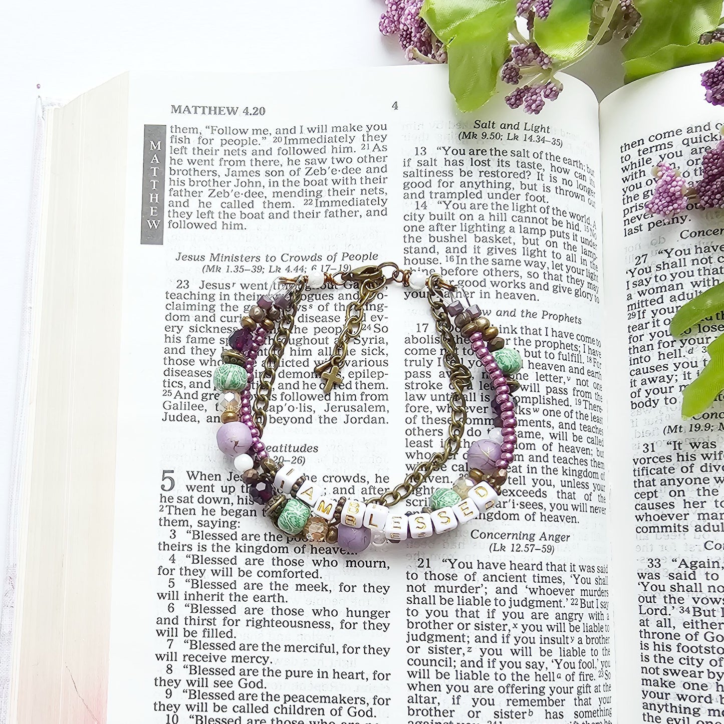 I Am Blessed 3-Strand Bracelet - stackable arm jewelry for women