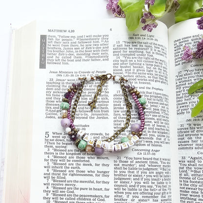 I Am Blessed 3-Strand Bracelet - stackable arm jewelry for women