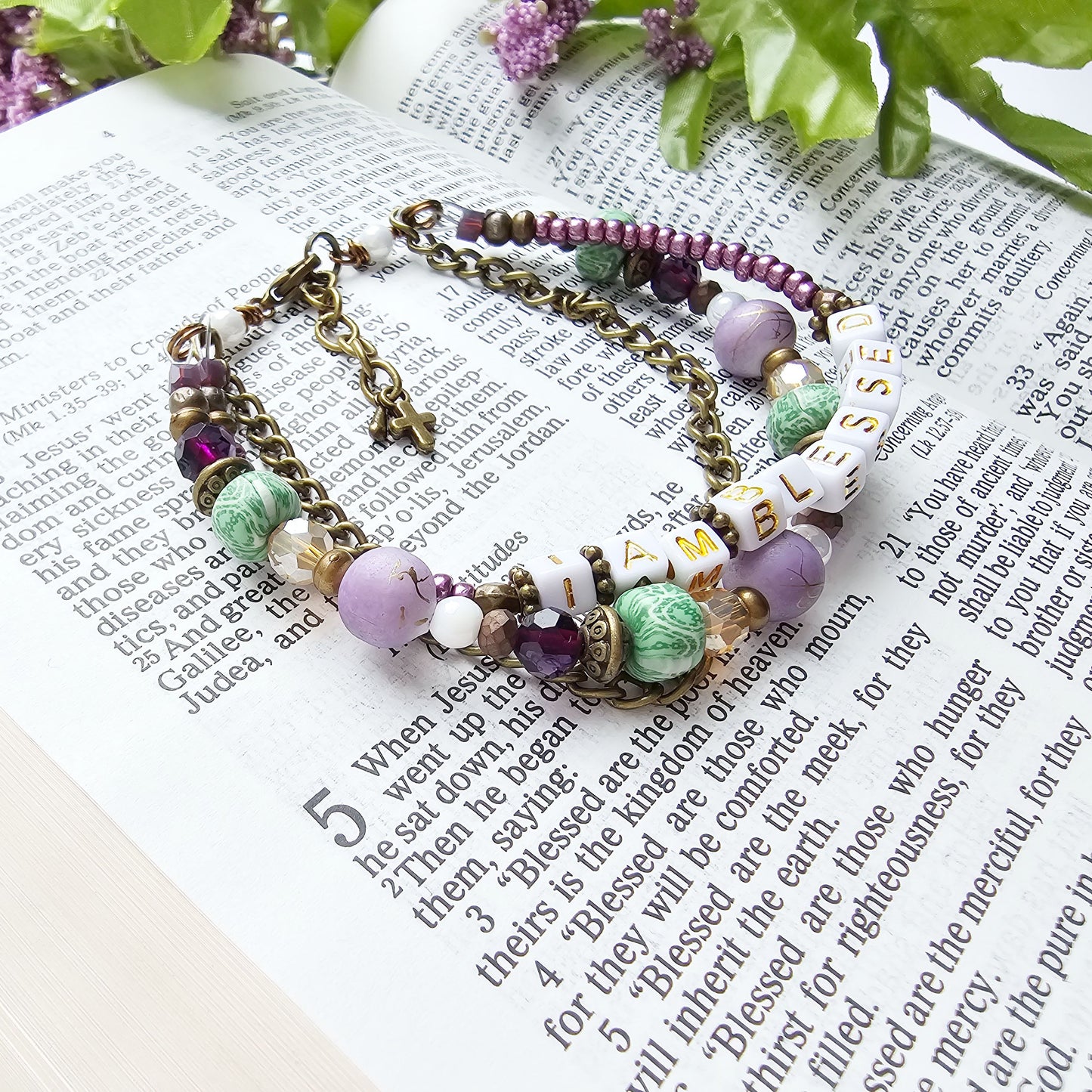 I Am Blessed 3-Strand Bracelet - stackable arm jewelry for women