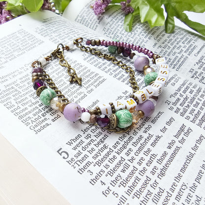 I Am Blessed 3-Strand Bracelet - stackable arm jewelry for women