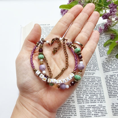 I Am Blessed 3-Strand Bracelet - stackable arm jewelry for women