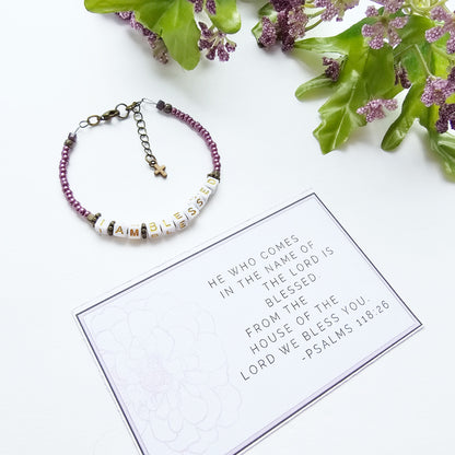 I Am Blessed Single Strand Bracelet - stackable arm jewelry for women