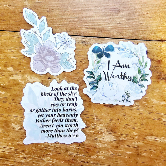 I Am Worthy Vinyl Stickers - 3 pack