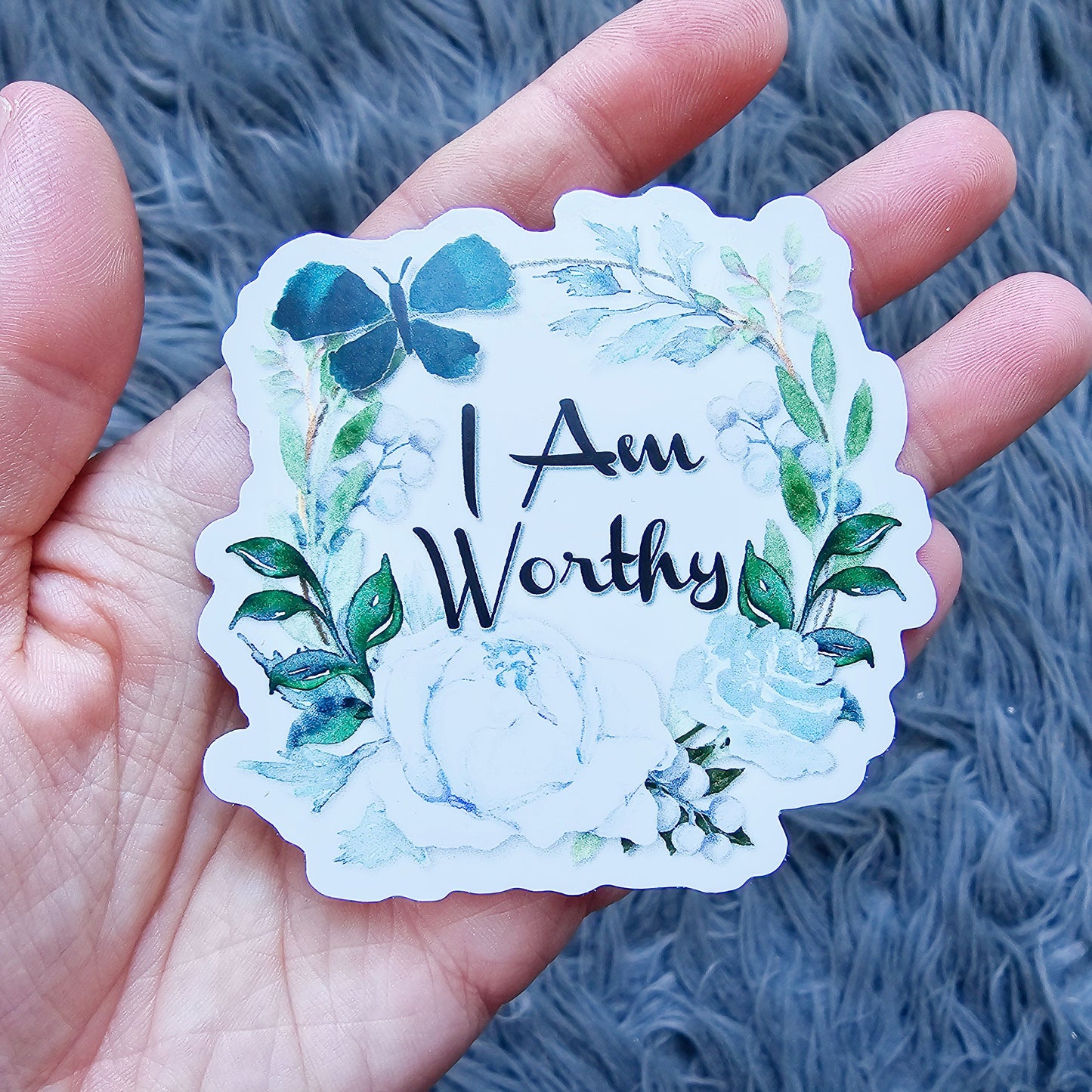 I Am Worthy Flower Vinyl Sticker Decal