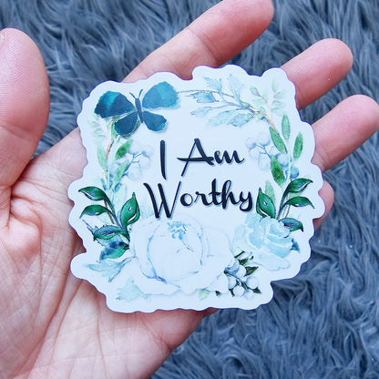 I Am Worthy Flower Vinyl Sticker Decal