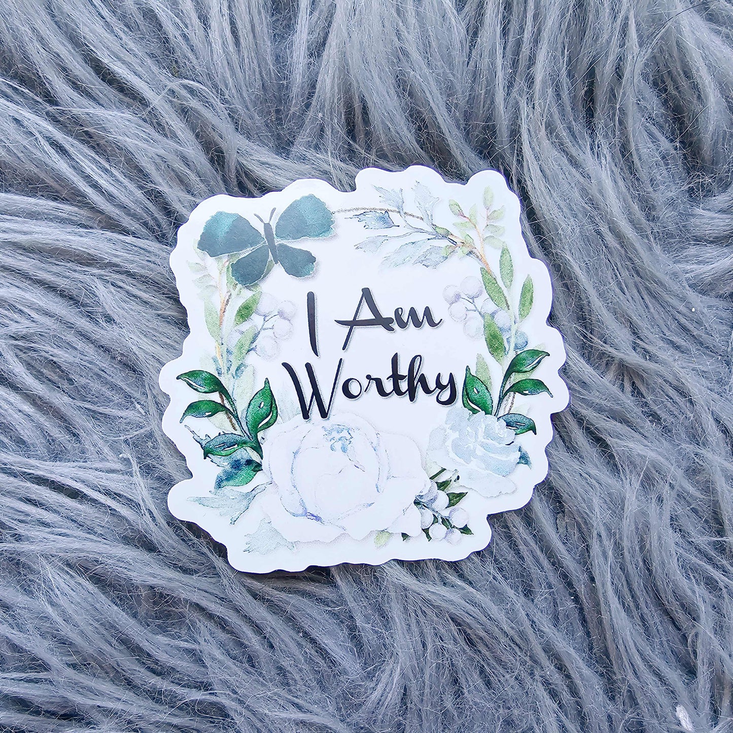 I Am Worthy Flower Vinyl Sticker Decal