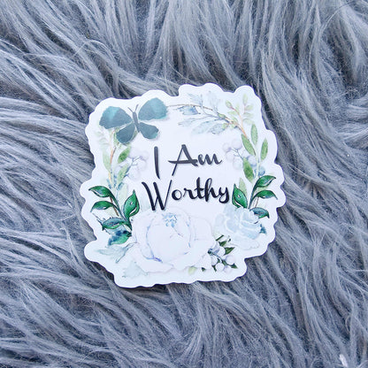 I Am Worthy Flower Vinyl Sticker Decal