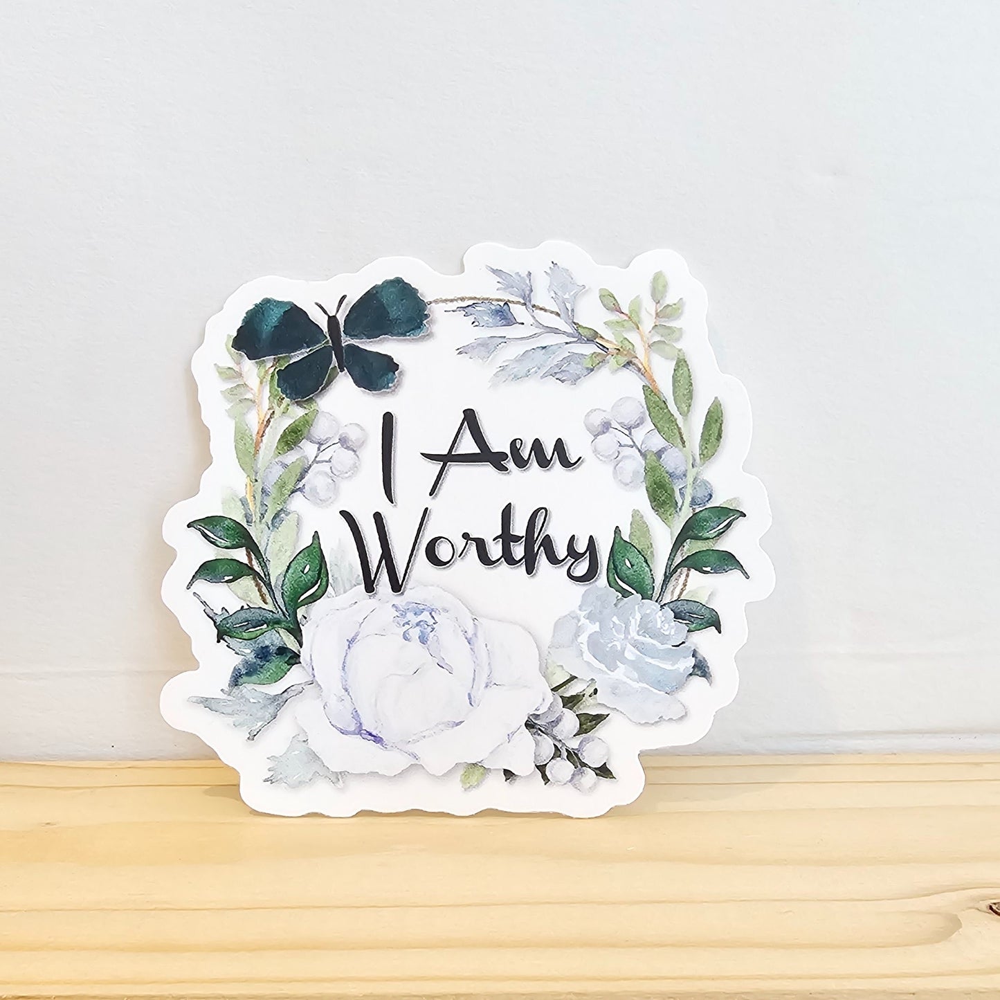 I Am Worthy Flower Vinyl Sticker Decal