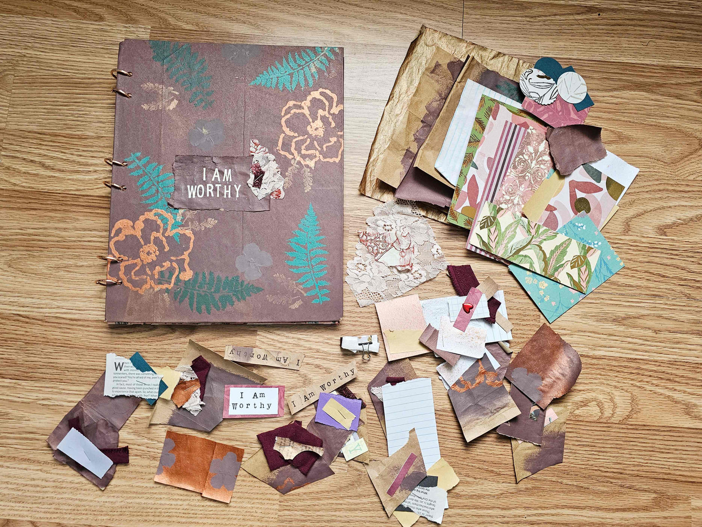I Am Worthy Creative bible study Handmade Journal Kit with Ephemera