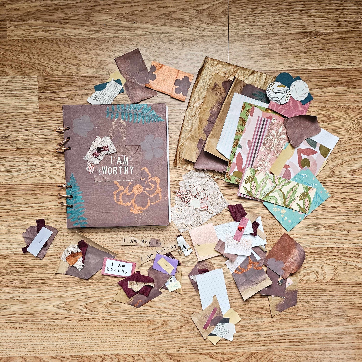 I Am Worthy Creative bible study Handmade Journal Kit with Ephemera