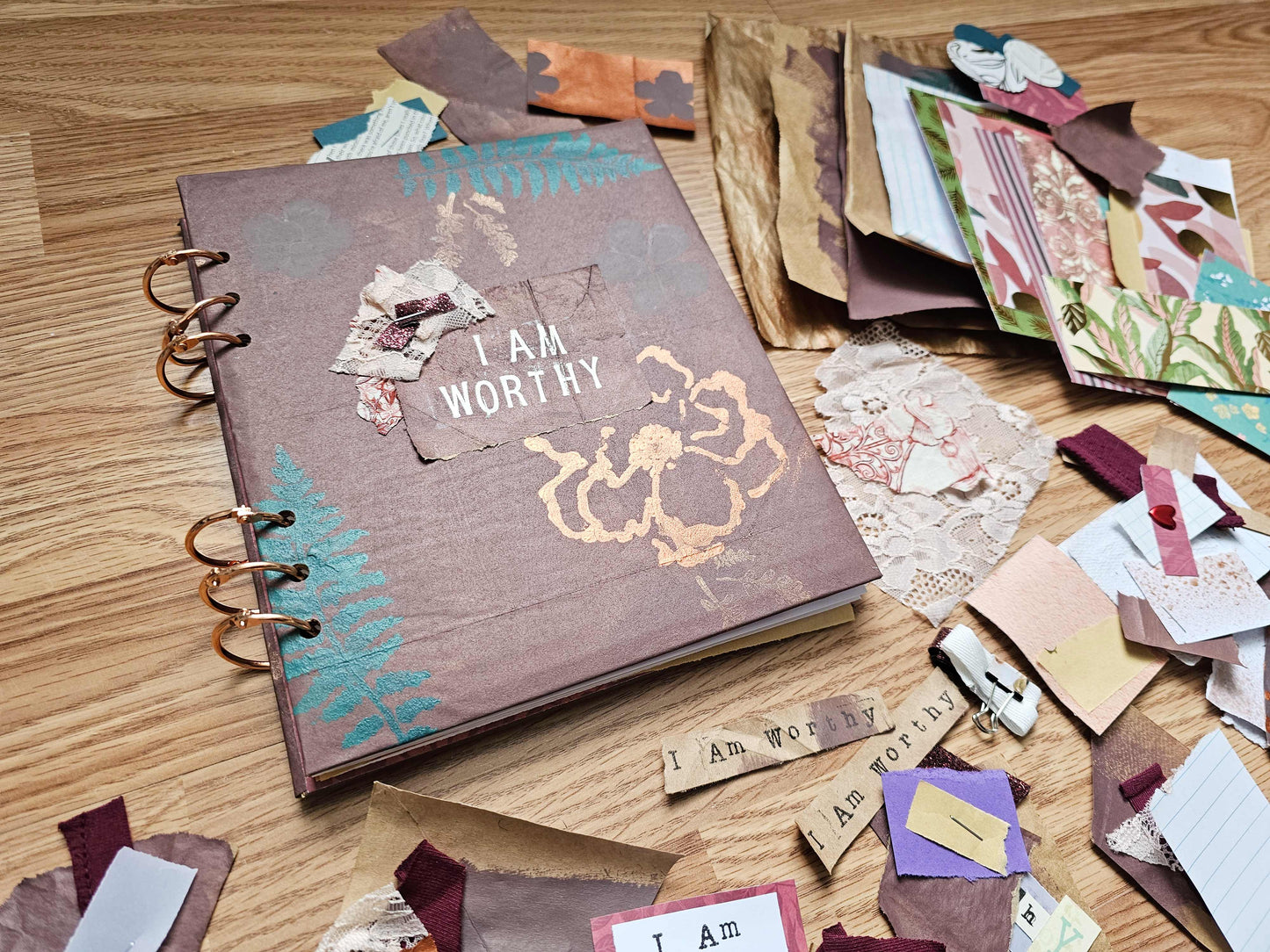 I Am Worthy Creative bible study Handmade Journal Kit with Ephemera