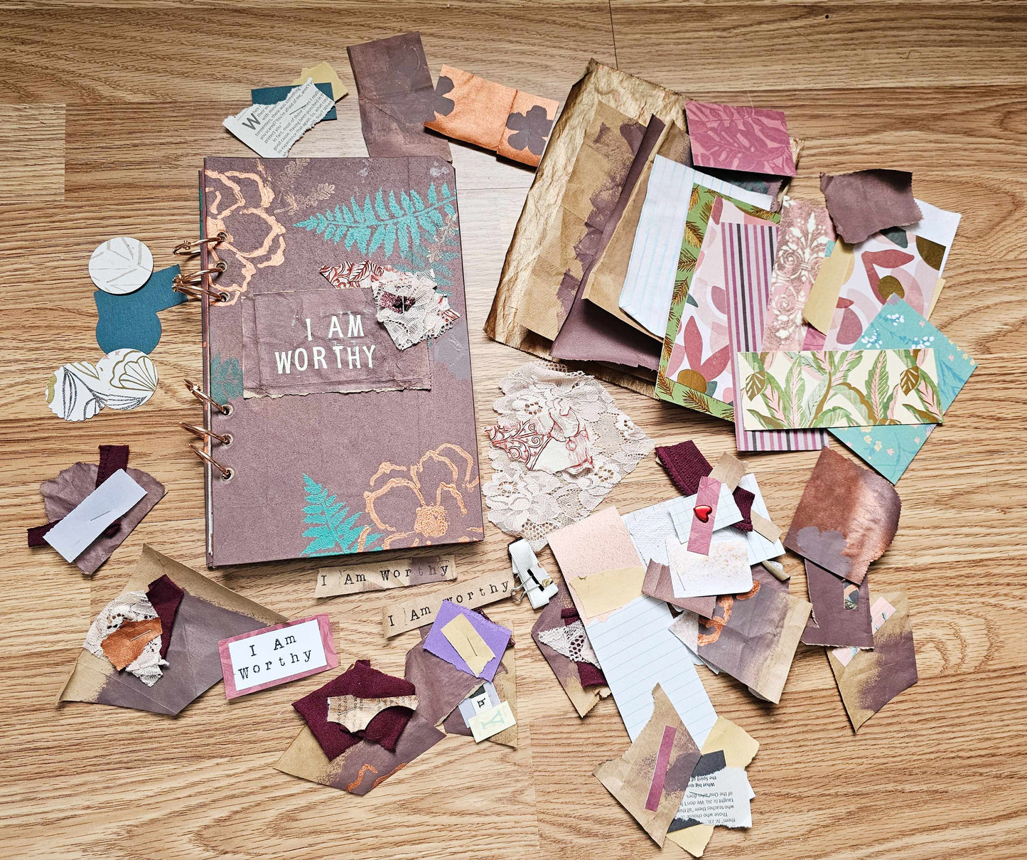 I Am Worthy Creative bible study Handmade Journal Kit with Ephemera