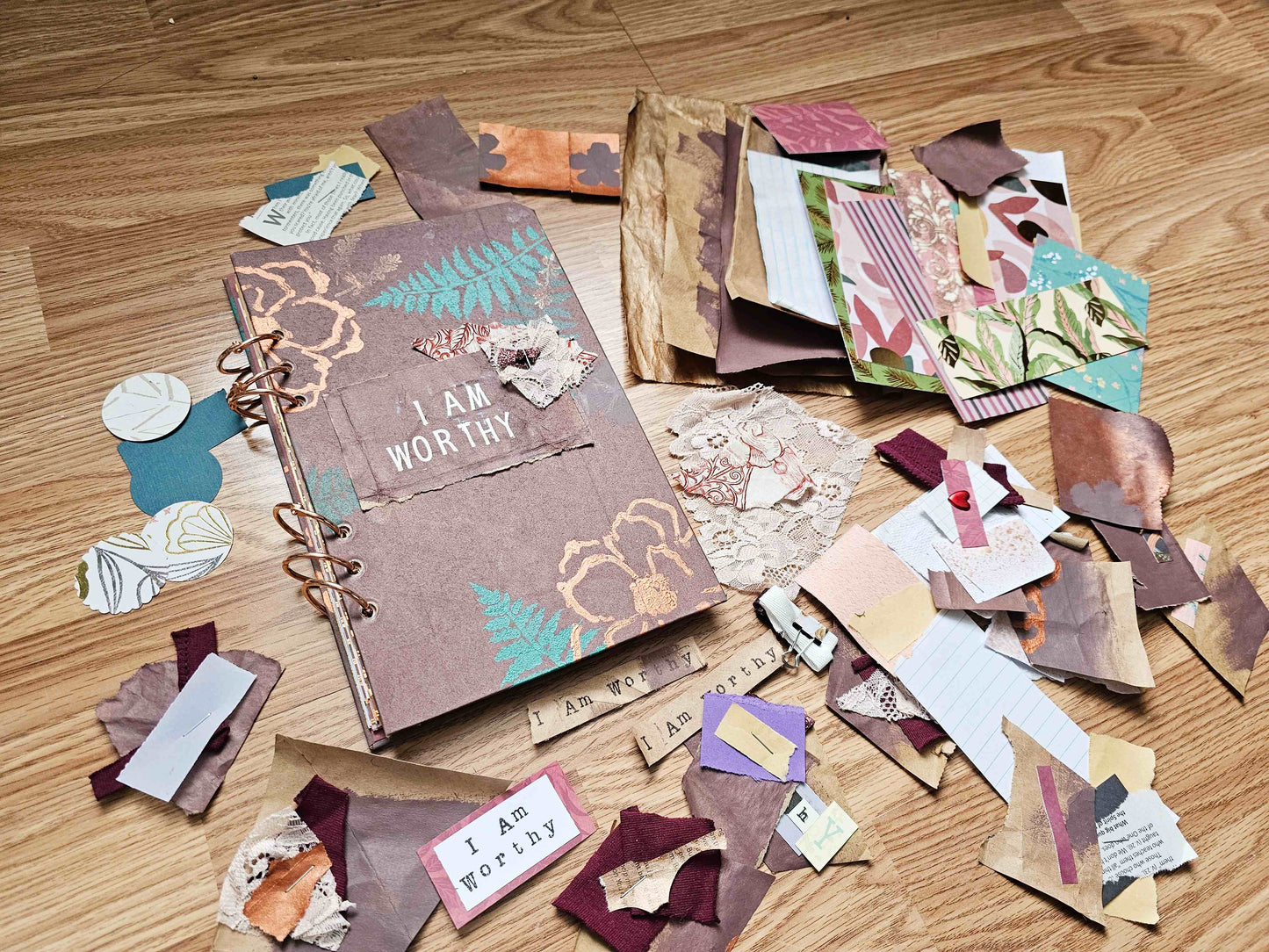 I Am Worthy Creative bible study Handmade Journal Kit with Ephemera
