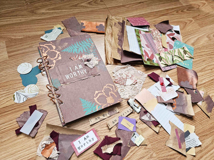 I Am Worthy Creative bible study Handmade Journal Kit with Ephemera