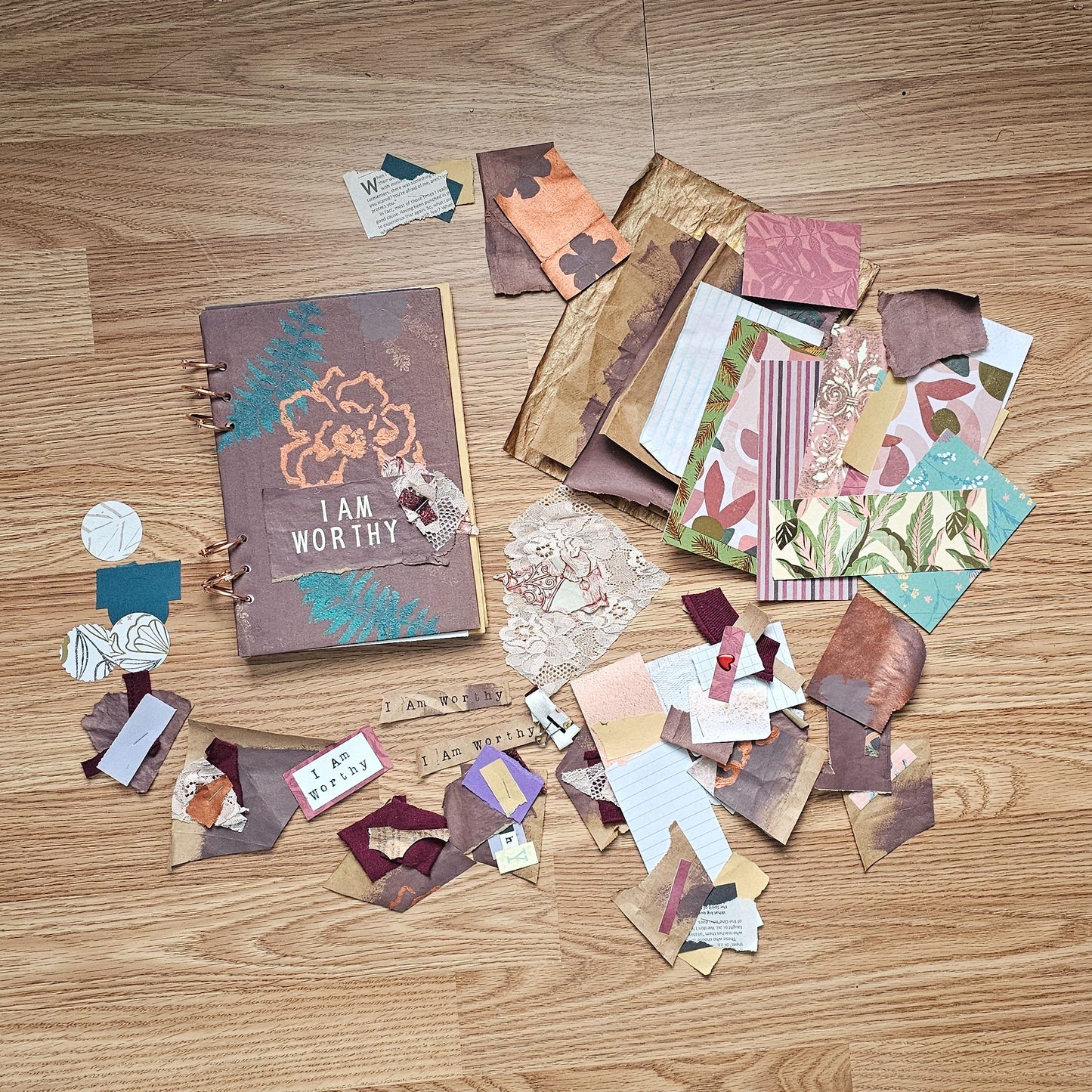 I Am Worthy Creative bible study Handmade Journal Kit with Ephemera