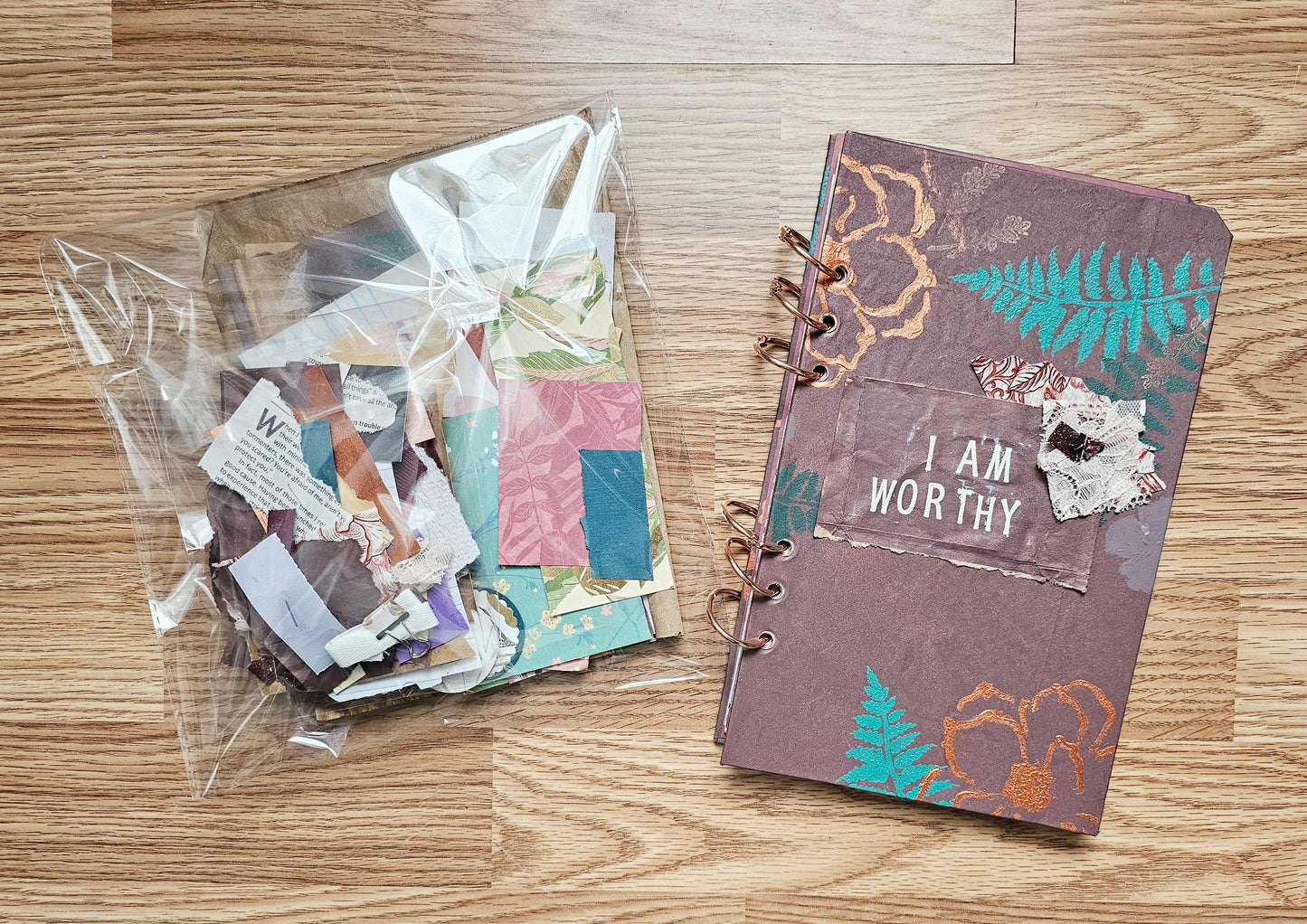 I Am Worthy Creative bible study Handmade Journal Kit with Ephemera