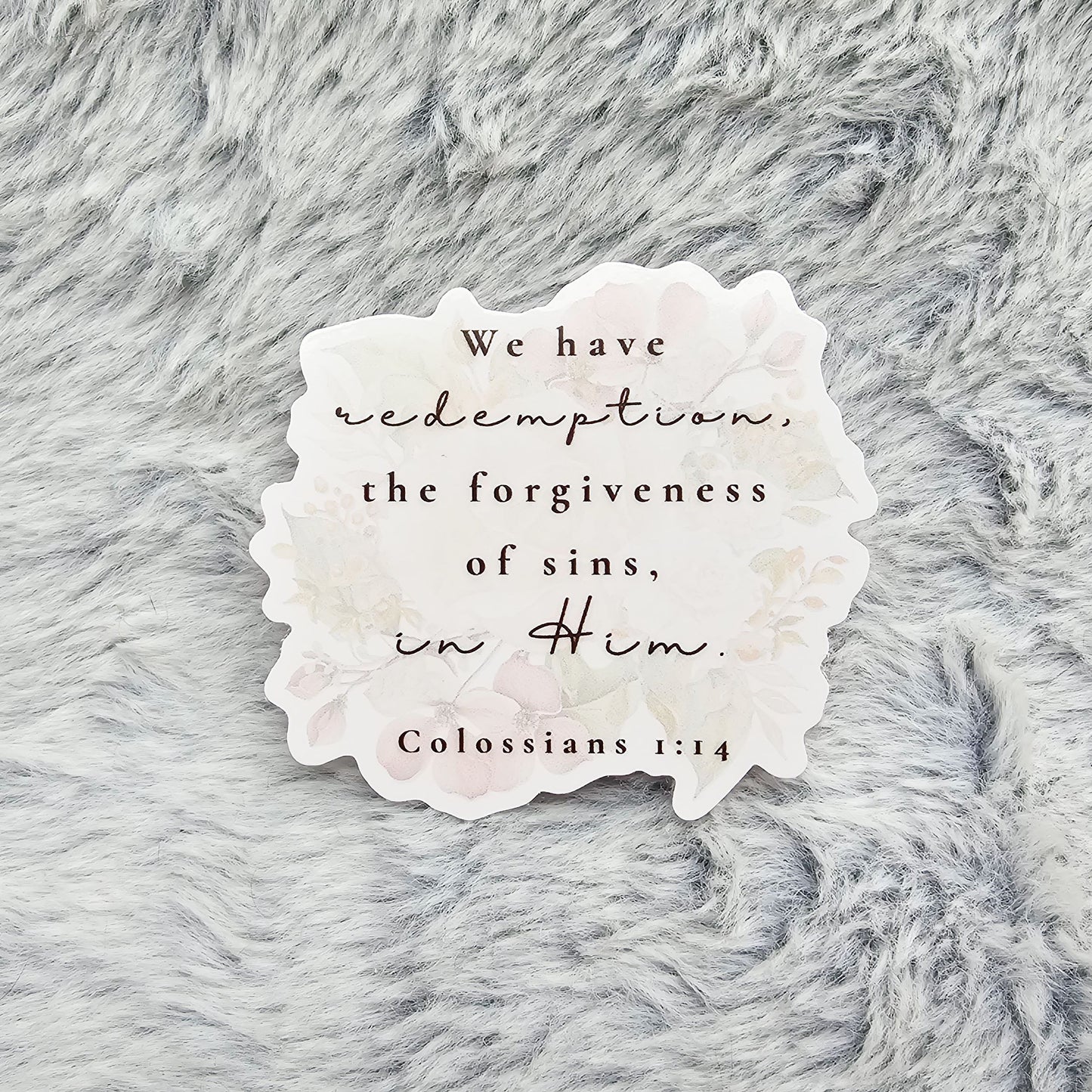 Colossians 1:14 Bible Verse Floral Vinyl Sticker Decal