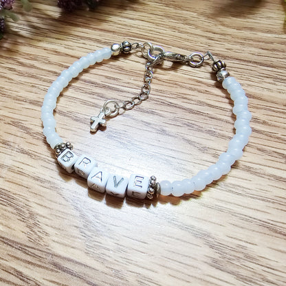 Custom Beaded Single Strand Word Bracelet for Christian women