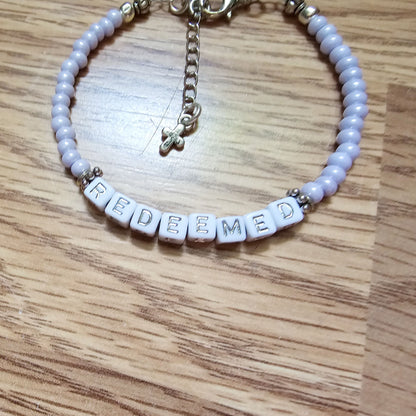 Custom Beaded Single Strand Word Bracelet for Christian women