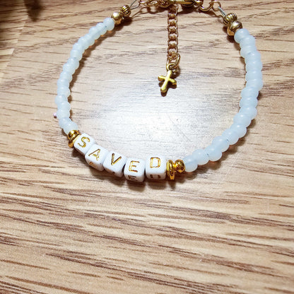 Custom Beaded Single Strand Word Bracelet for Christian women