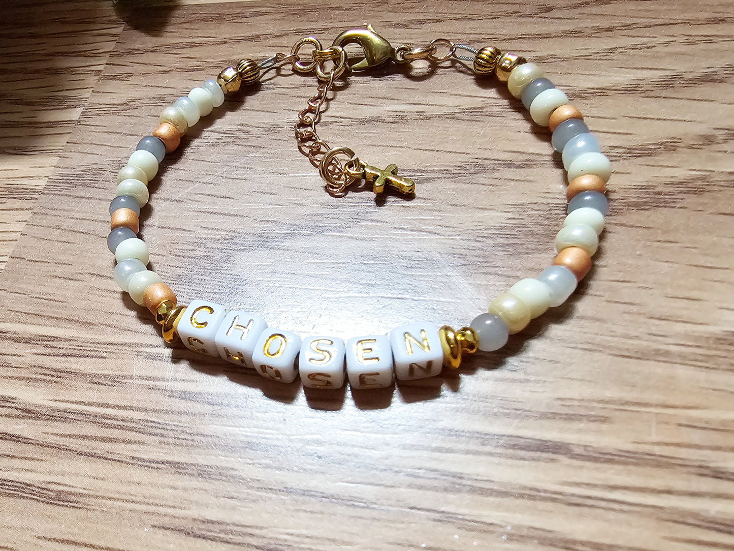 Custom Beaded Single Strand Word Bracelet for Christian women