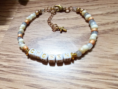 Custom Beaded Single Strand Word Bracelet for Christian women