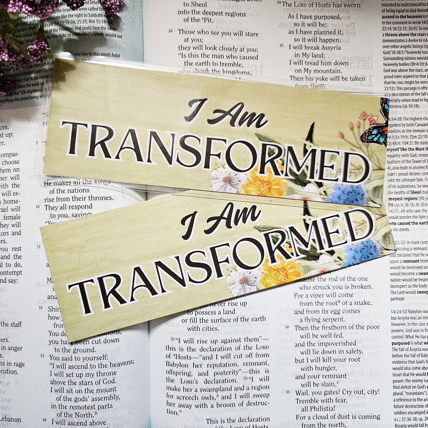 I Am Transformed Bookmark for bible study