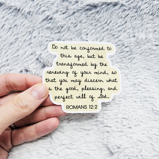 Romans 12:2 Bible Verse Vinyl Sticker Decal