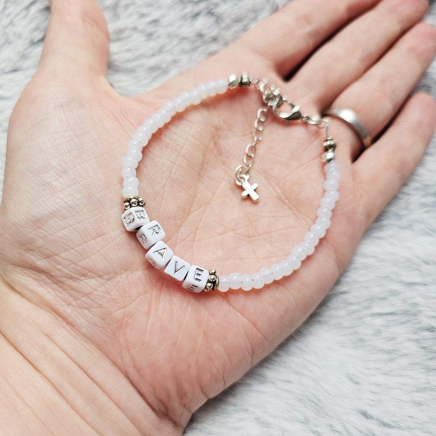 Custom Beaded Single Strand Word Bracelet for Christian women