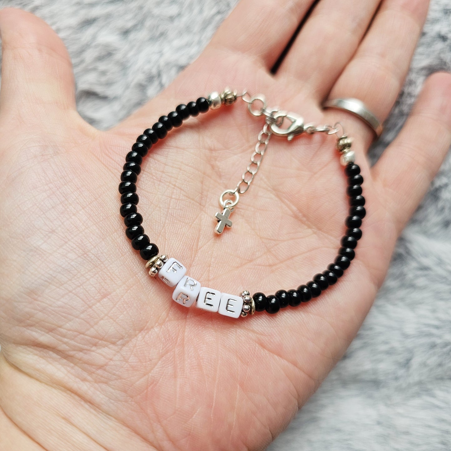 Custom Beaded Single Strand Word Bracelet for Christian women