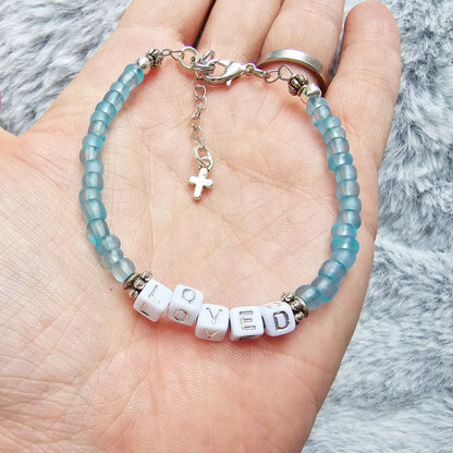 Custom Beaded Single Strand Word Bracelet for Christian women
