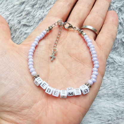Custom Beaded Single Strand Word Bracelet for Christian women