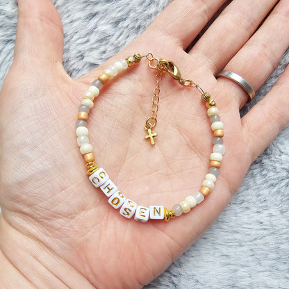 Custom Beaded Single Strand Word Bracelet for Christian women