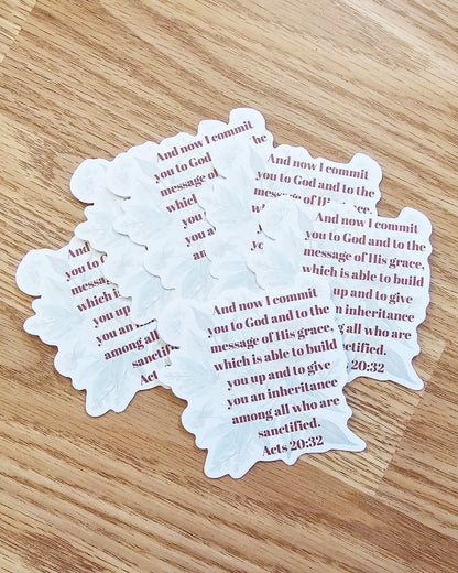 Acts 20:32 Bible verse Waterproof Vinyl Sticker