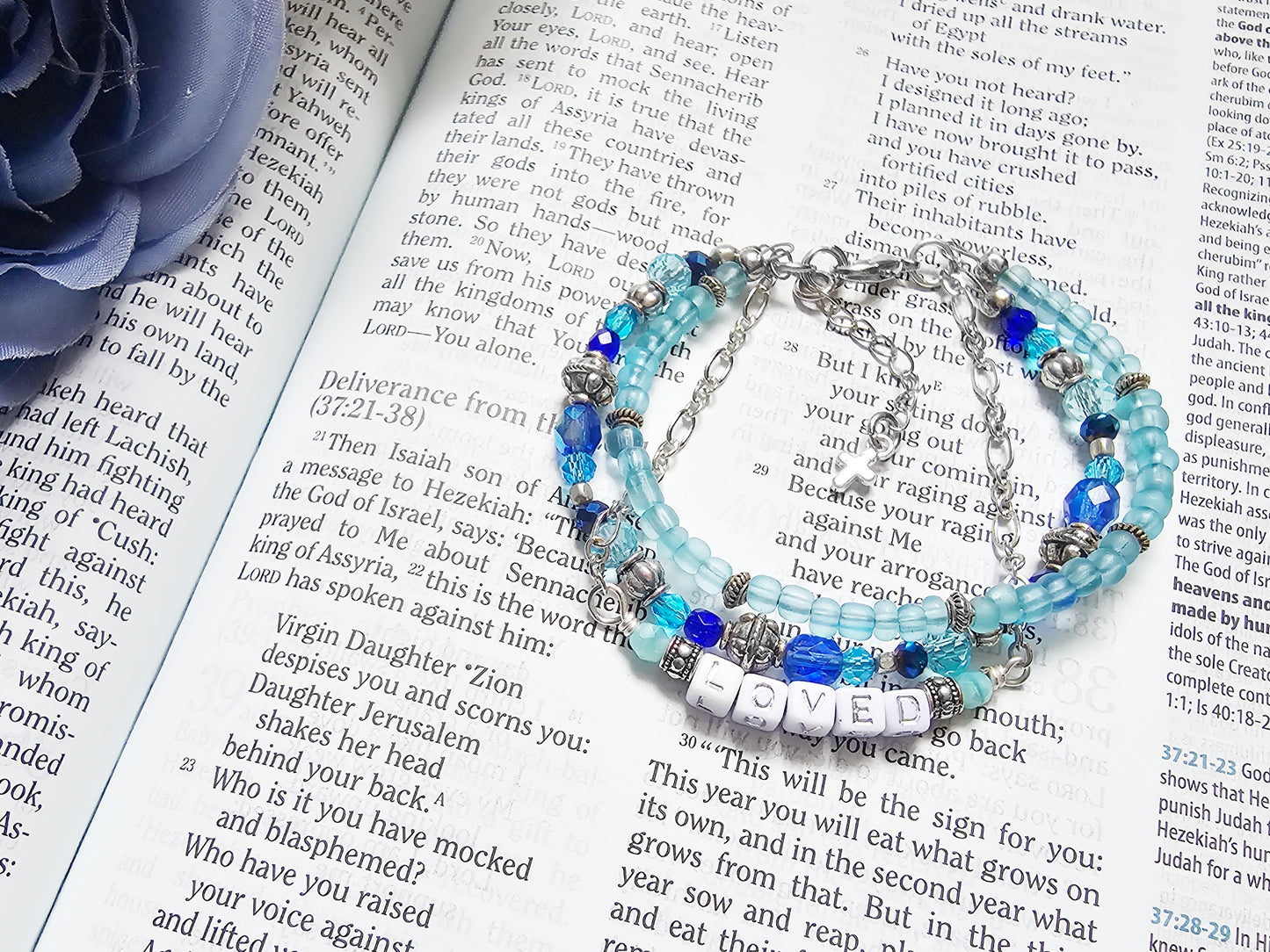 Loved Blue and Silver beaded bracelet