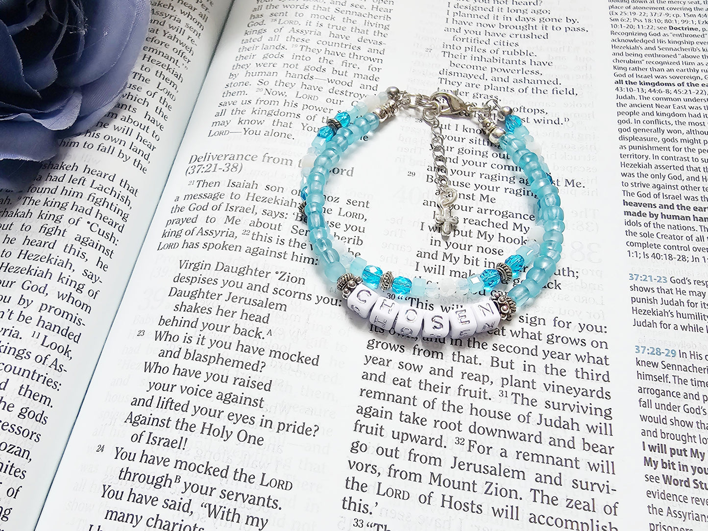Chosen Blue and Silver beaded bracelet