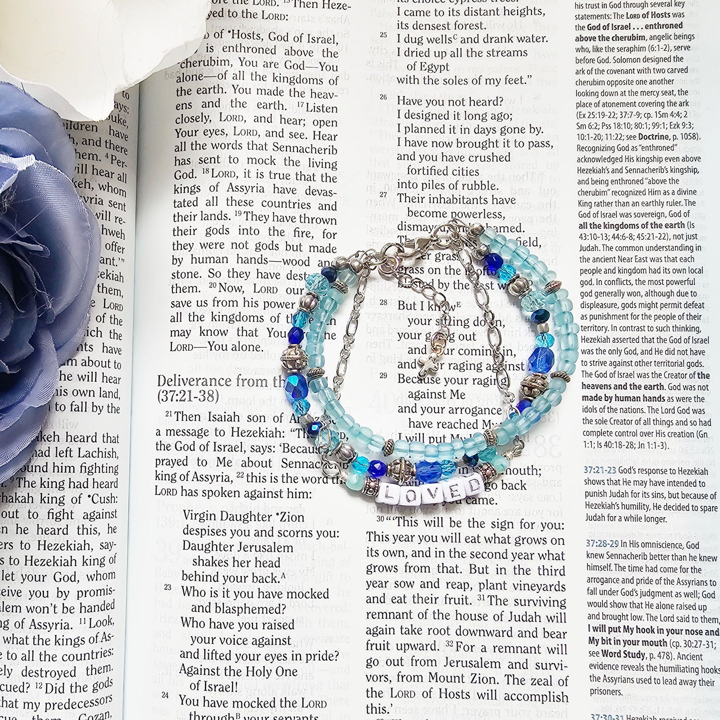 Loved Blue and Silver beaded bracelet