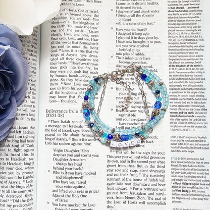 Loved Blue and Silver beaded bracelet
