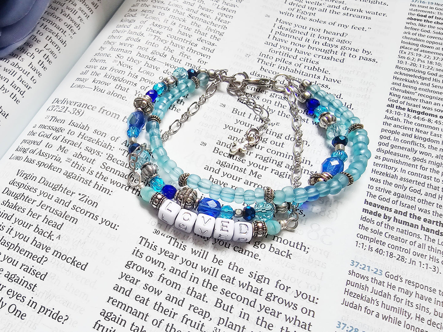 Loved Blue and Silver beaded bracelet