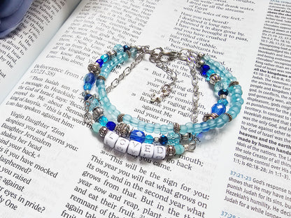 Loved Blue and Silver beaded bracelet