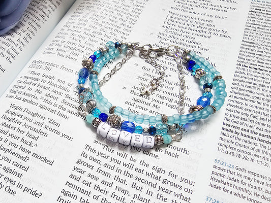 Loved Blue and Silver beaded bracelet