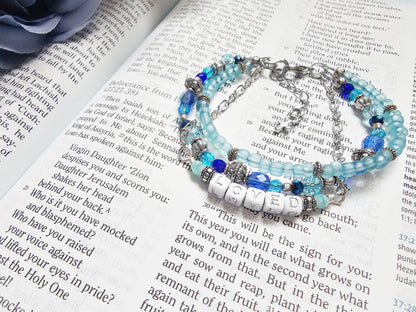 Loved Blue and Silver beaded bracelet