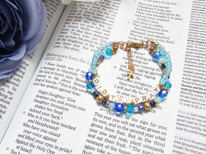 Did You Pray Blue and Gold beaded bracelet