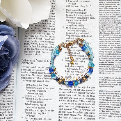 Did You Pray Blue and Gold beaded bracelet