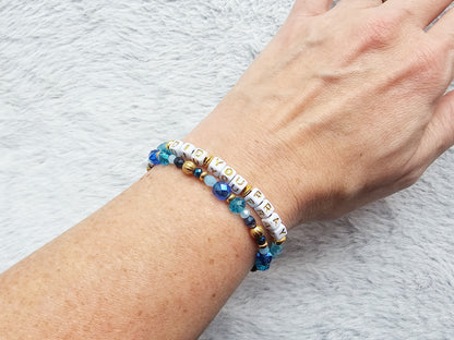 Did You Pray Blue and Gold beaded bracelet