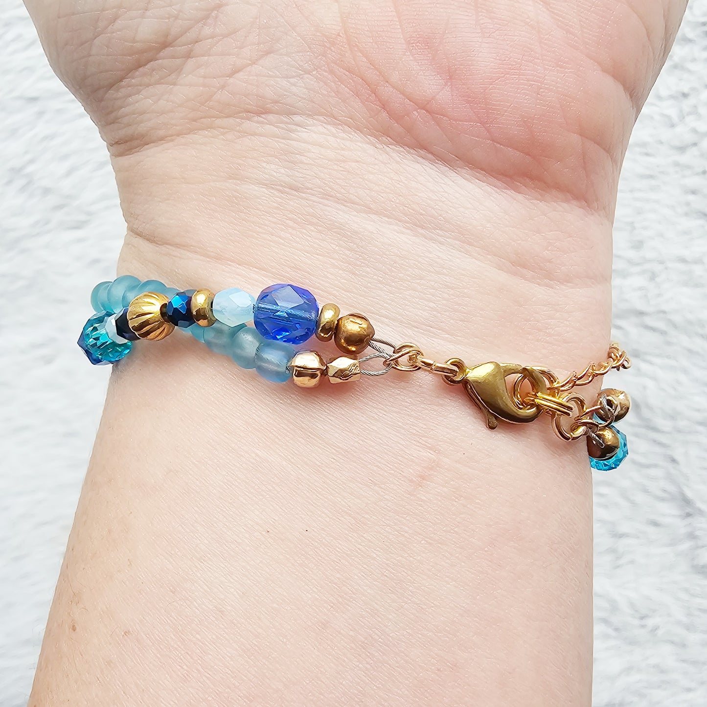 Did You Pray Blue and Gold beaded bracelet