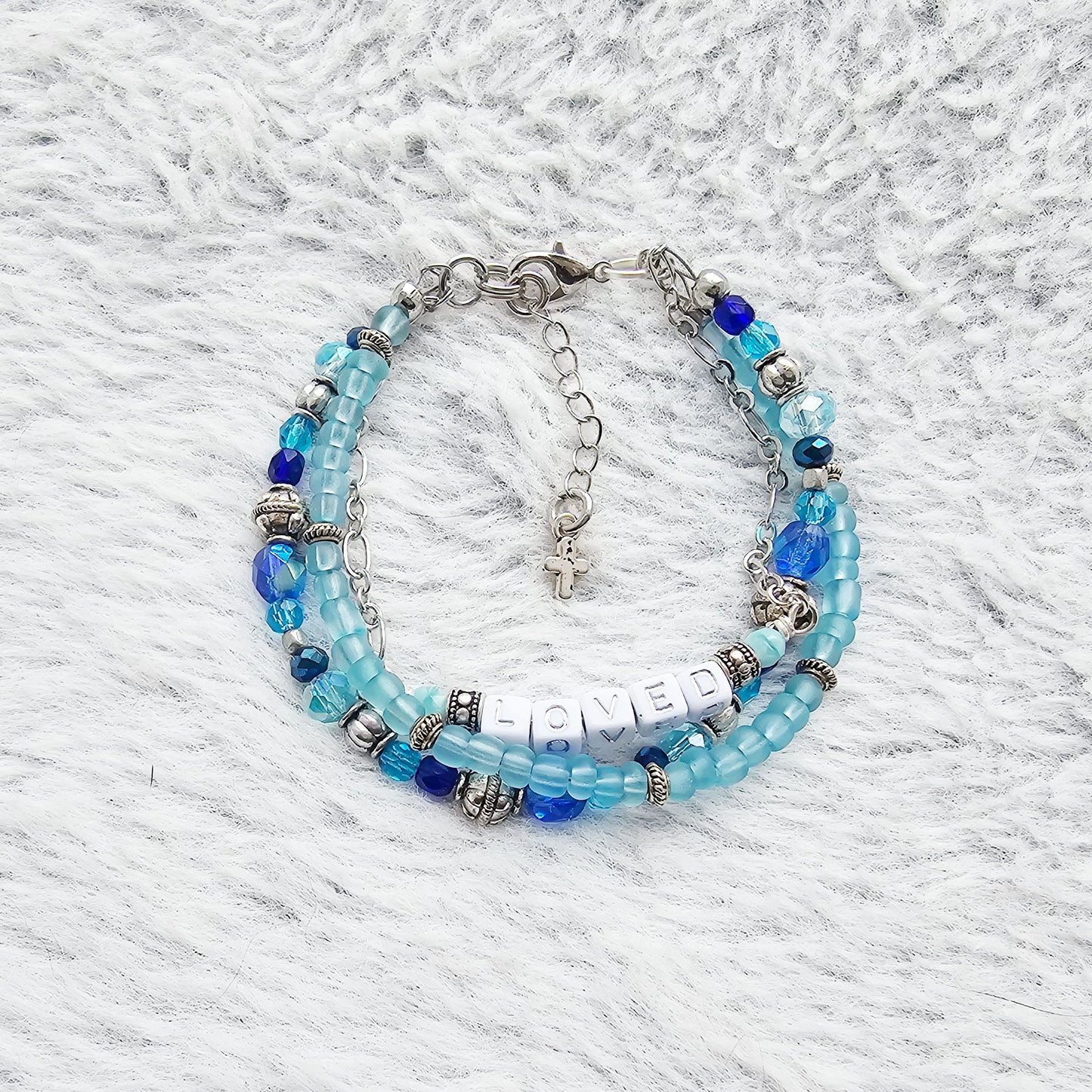 Loved Blue and Silver beaded bracelet