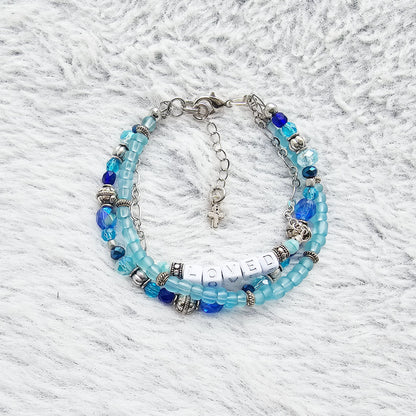 Loved Blue and Silver beaded bracelet