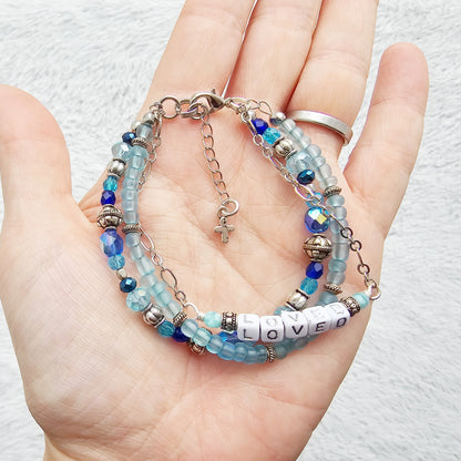 Loved Blue and Silver beaded bracelet