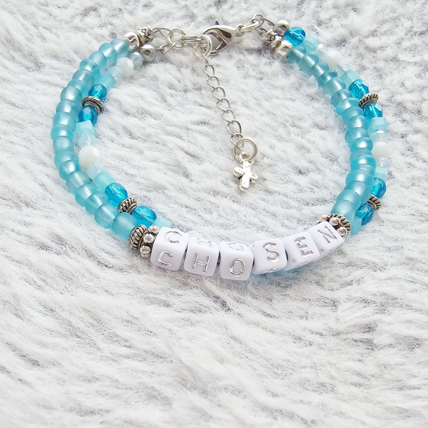 Chosen Blue and Silver beaded bracelet